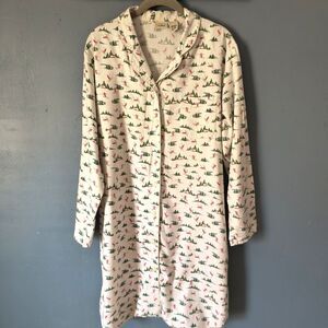 L.L. Bean Vintage Flannel Sleep Shirt Womens L Ski Snow Cozy Lounge Nightgown PJ